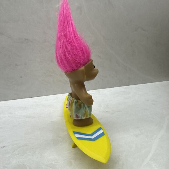 Russ Troll Doll 7 inch Surfboard Surfer 3" Troll Pink hair, swim trunks board - Picture 4 of 7